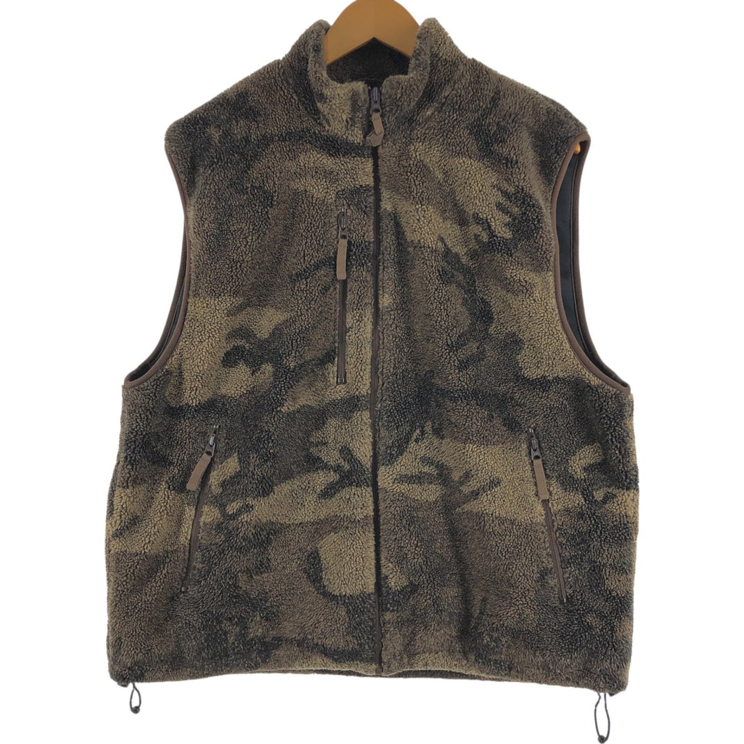 90s~00'S Cabelas Camouflage Pattern Woodland Camo Fleece Vest Men's L size /eaa508923