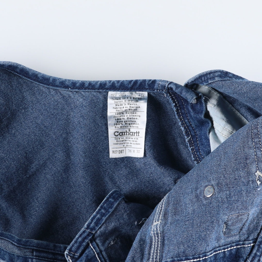 00'S Carhartt denim overalls for men, size W37 cotton blue type Vintage Second Hand