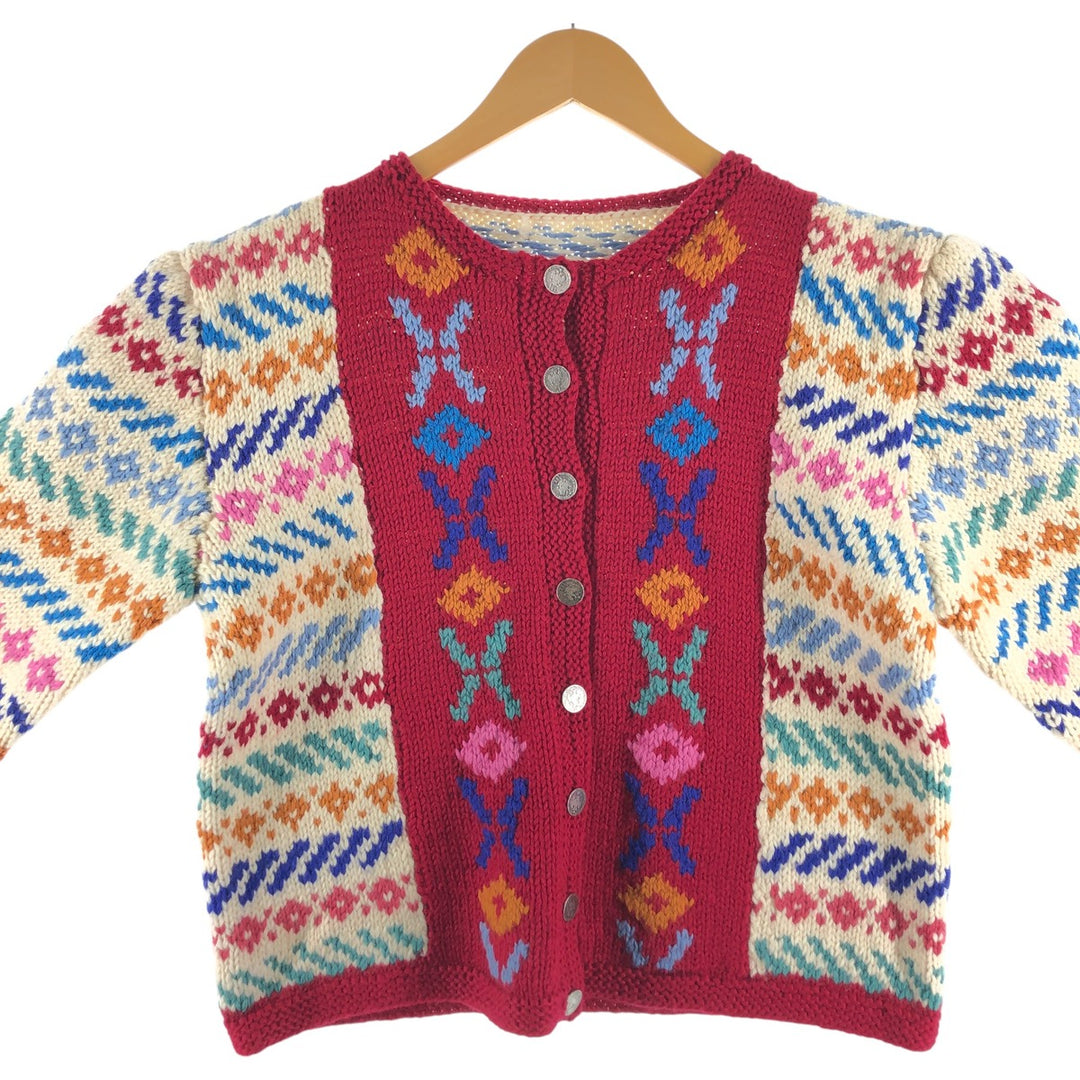 All-over print knit cardigan for women, size L / eaa509159