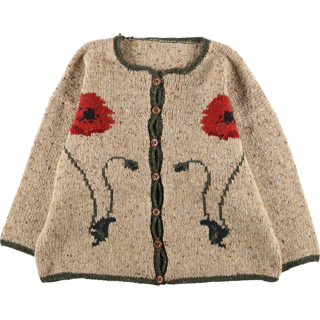 All-over floral print, color nep knit cardigan, women's size equivalent to XXL / eaa509162