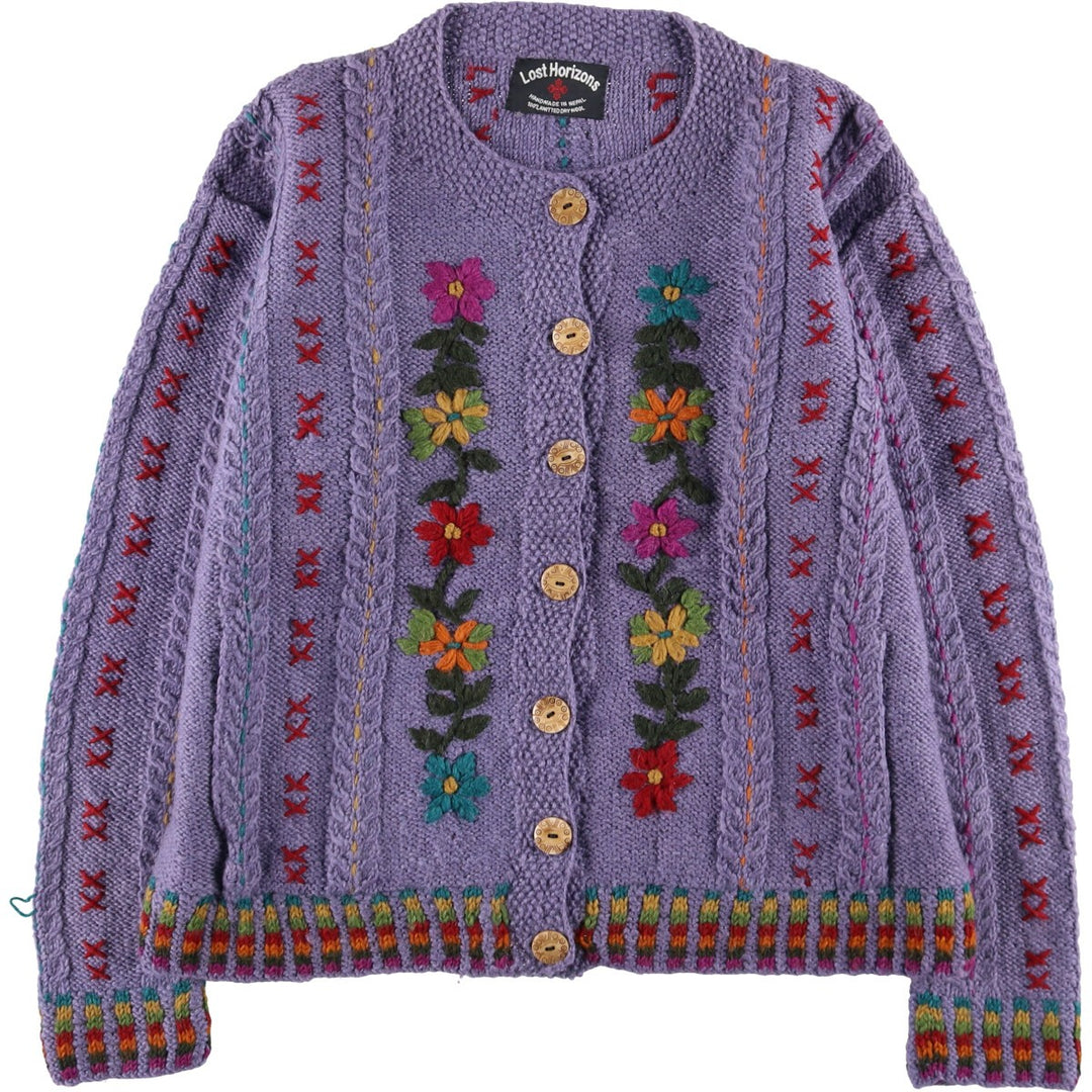 Lost Horizons All-over Floral Wool Knit Cardigan, Women's, XXL Size /eaa509164