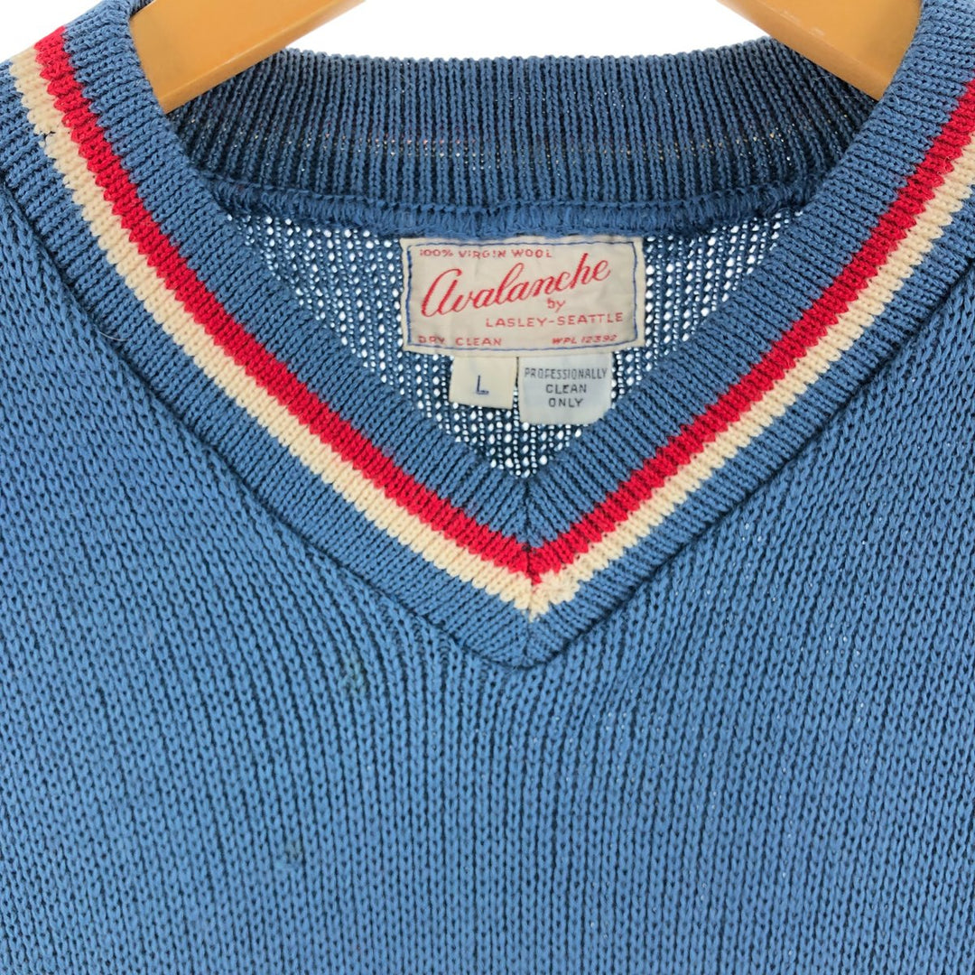 50s-60'S Avalanche V-neck wool knit sweater, men's size L, vintage /eaa509184