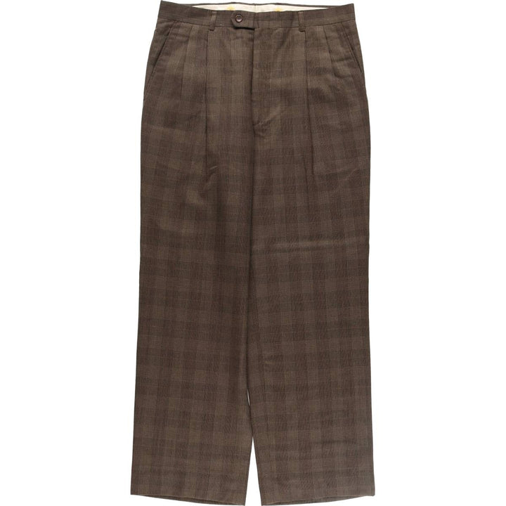 Glen check two-pleat wool pants slacks for men, equivalent to W34 / eaa509266