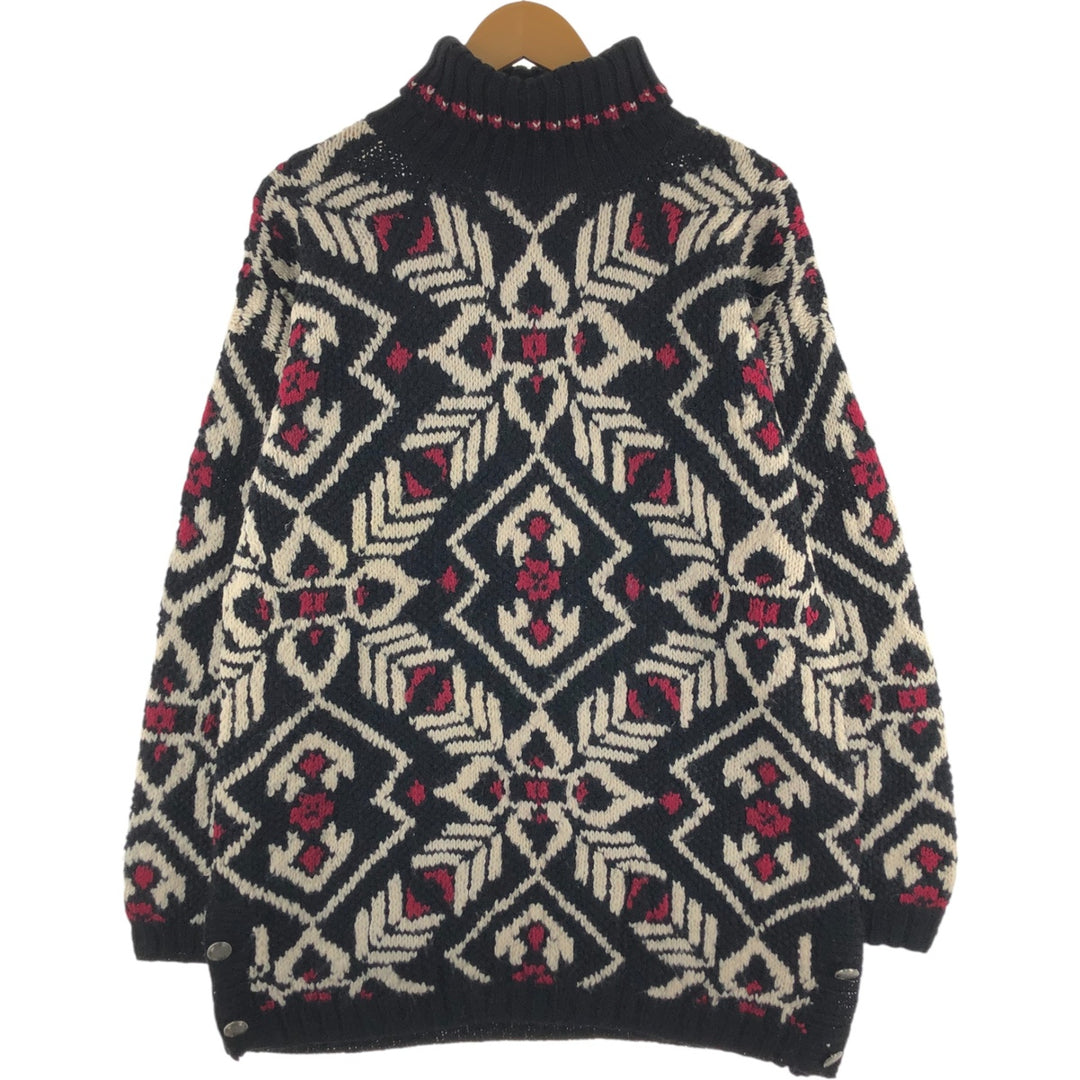 JONES NEW YORK All-over print turtleneck wool knit sweater, women's size L / eaa509287