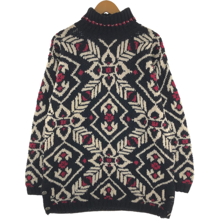 JONES NEW YORK All-over print turtleneck wool knit sweater, women's size L / eaa509287