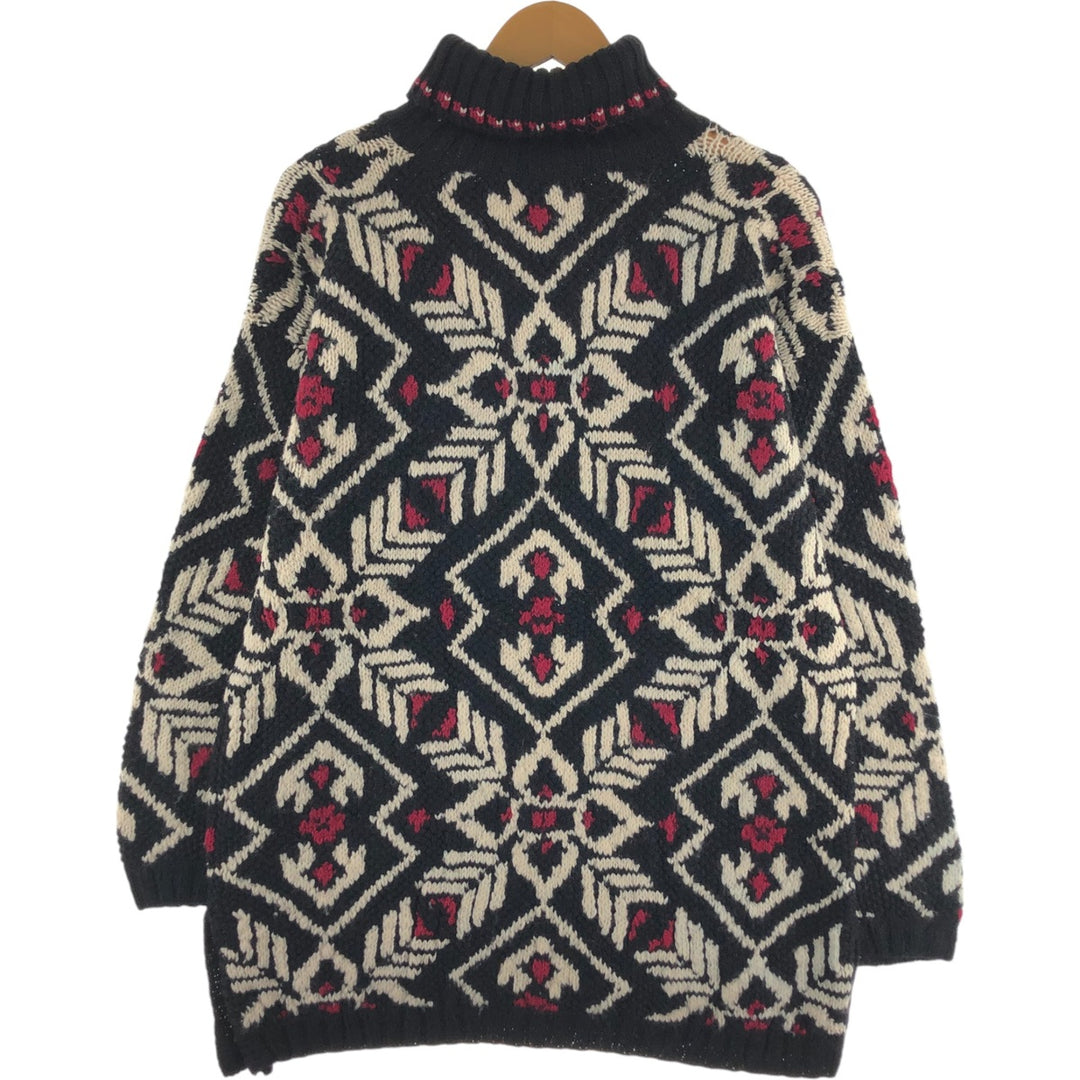 JONES NEW YORK All-over print turtleneck wool knit sweater, women's size L / eaa509287