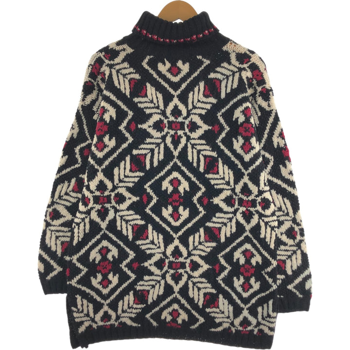 JONES NEW YORK All-over print turtleneck wool knit sweater, women's size L / eaa509287