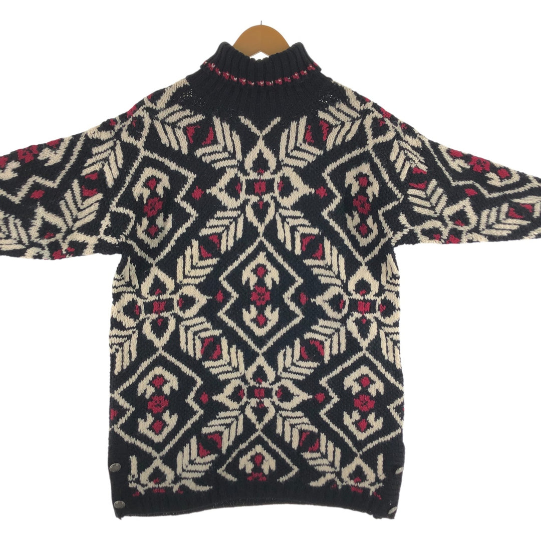 JONES NEW YORK All-over print turtleneck wool knit sweater, women's size L / eaa509287