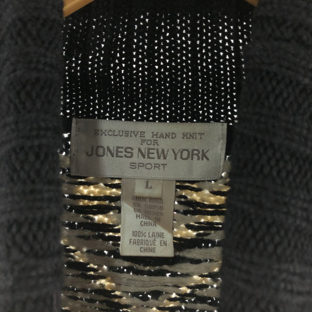 JONES NEW YORK All-over print turtleneck wool knit sweater, women's size L / eaa509287
