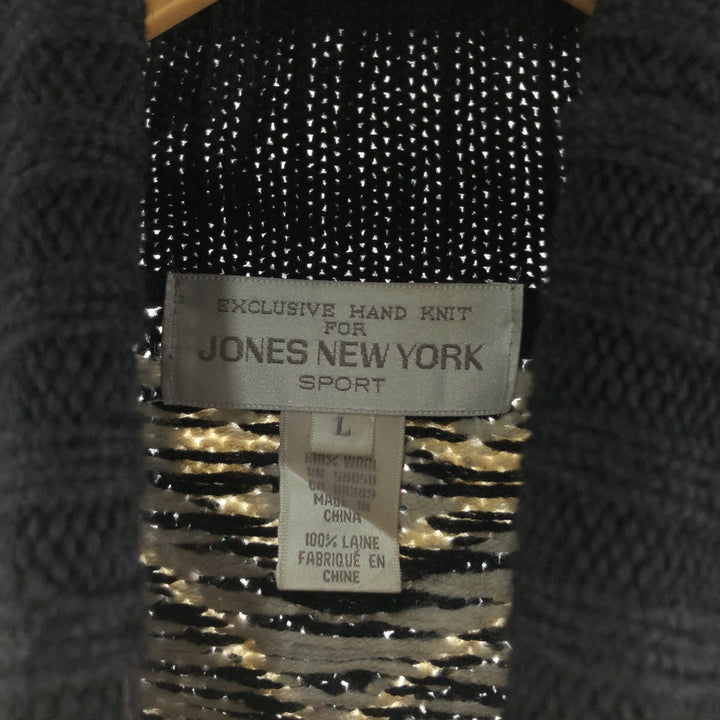 JONES NEW YORK All-over print turtleneck wool knit sweater, women's size L / eaa509287