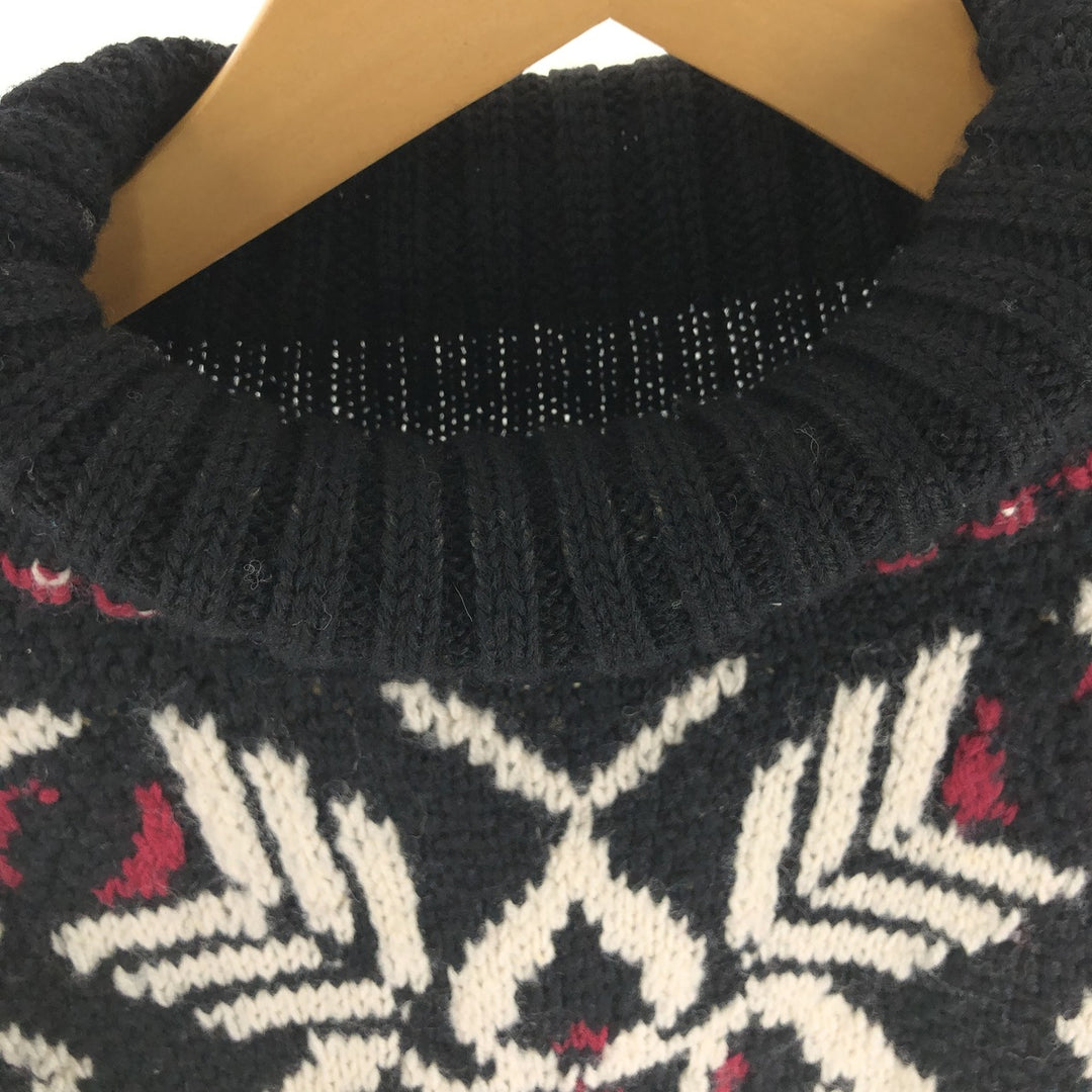 JONES NEW YORK All-over print turtleneck wool knit sweater, women's size L / eaa509287