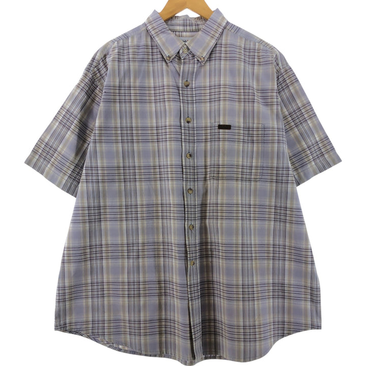 Carhartt Check Pattern Button-down Short Sleeve Work Shirt, Men's XL cotton Purple type blue-purple Vintage Second Hand