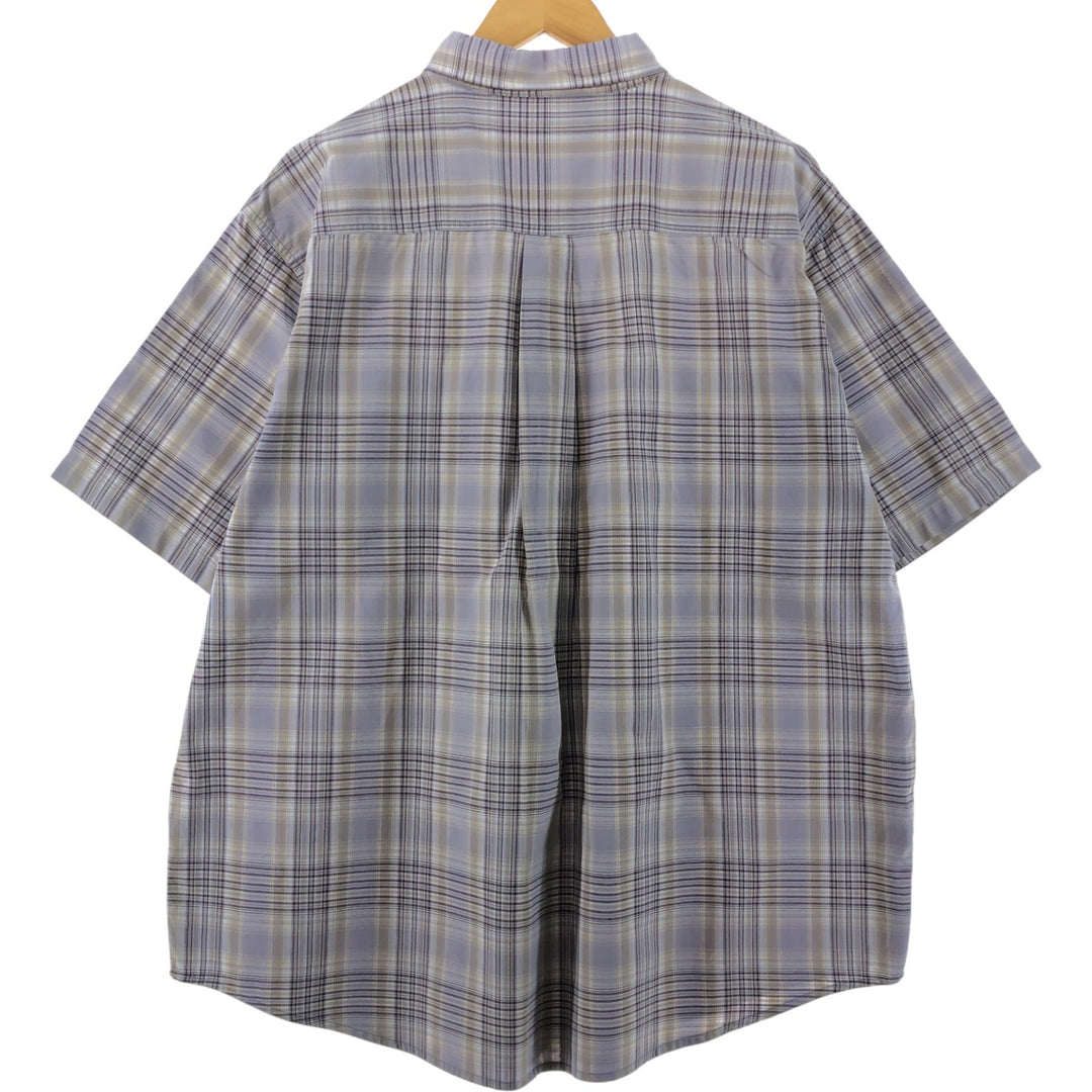 Carhartt Check Pattern Button-down Short Sleeve Work Shirt, Men's XL cotton Purple type blue-purple Vintage Second Hand