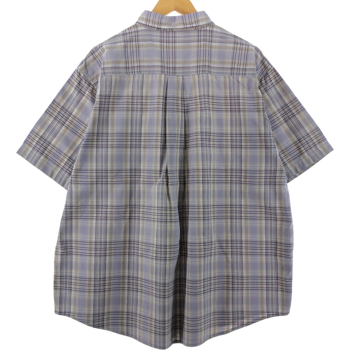 Carhartt Check Pattern Button-down Short Sleeve Work Shirt, Men's XL cotton Purple type blue-purple Vintage Second Hand