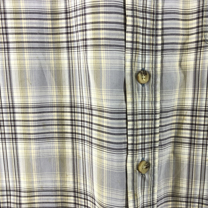 Carhartt Check Pattern Button-down Short Sleeve Work Shirt, Men's XL cotton Purple type blue-purple Vintage Second Hand