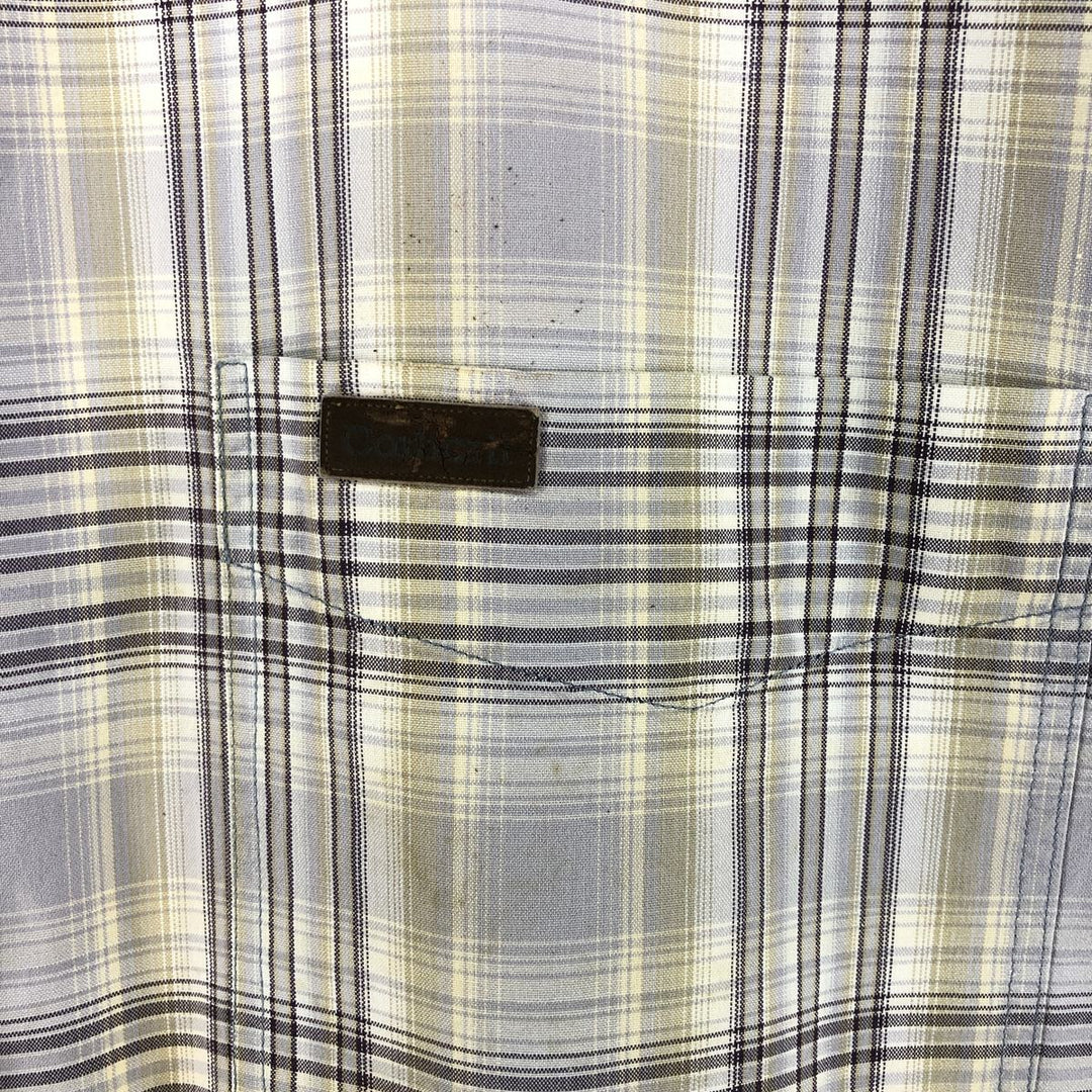 Carhartt Check Pattern Button-down Short Sleeve Work Shirt, Men's XL cotton Purple type blue-purple Vintage Second Hand