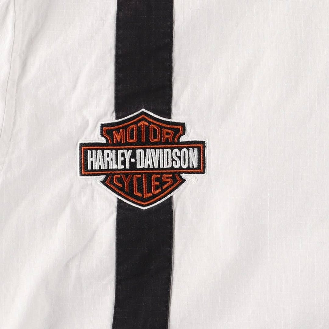 Harley-Davidson Hidden Button Down Short Sleeve Work Shirt Box Shirt Men's XXL cotton white type Vintage Second Hand