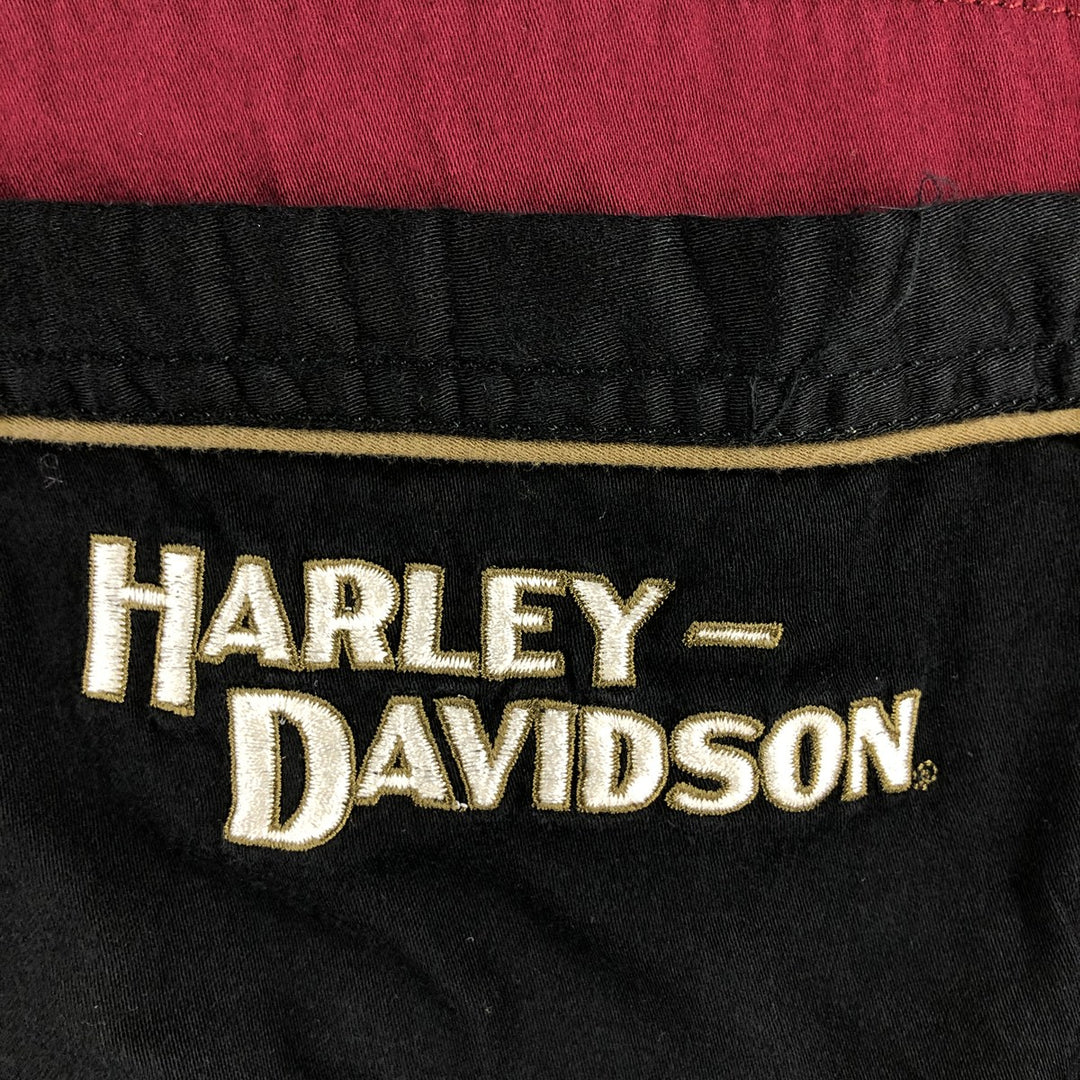 Big size Harley-Davidson hidden button-down short-sleeve work shirt, equivalent to men's XXXL cotton black type Vintage Second Hand