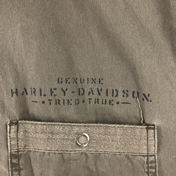 Harley-Davidson Hidden Button Down Short Sleeve Work Shirt Box Shirt Men's XL cotton green type Vintage Second Hand