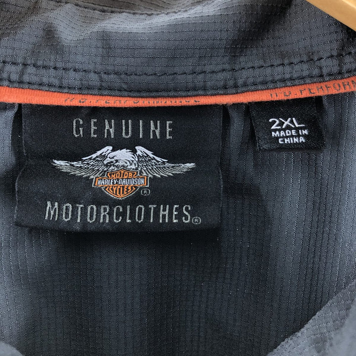 Harley-Davidson Hidden Button-Down Short Sleeve Work Shirt, Men's XXL cotton navy blue type Vintage Second Hand