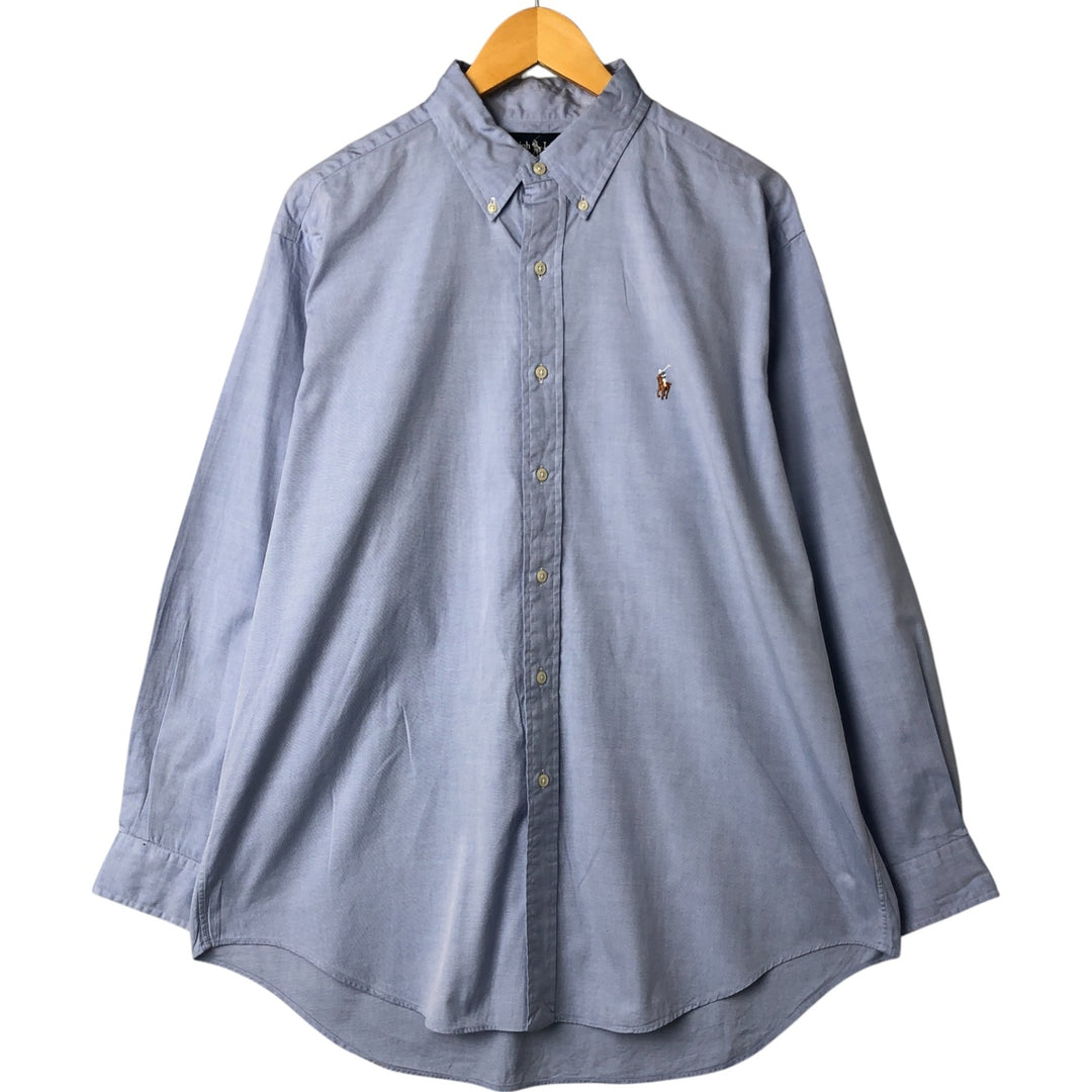 Ralph Lauren YARMOUTH long sleeve button down shirt, men's size L cotton Blue type light blue Vintage Second Hand