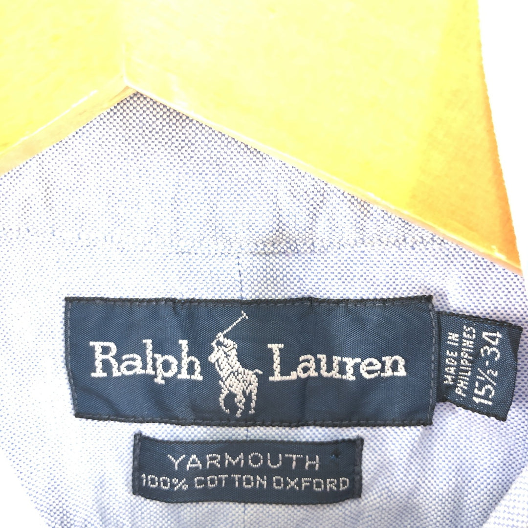 Ralph Lauren YARMOUTH long sleeve button down shirt, men's XL size cotton Blue type light blue Vintage Second Hand