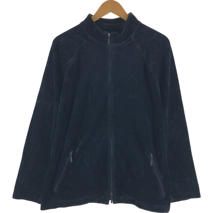 Hugo Boss Velour Jersey Track Jacket, Men's Size L cotton black type Vintage Second Hand