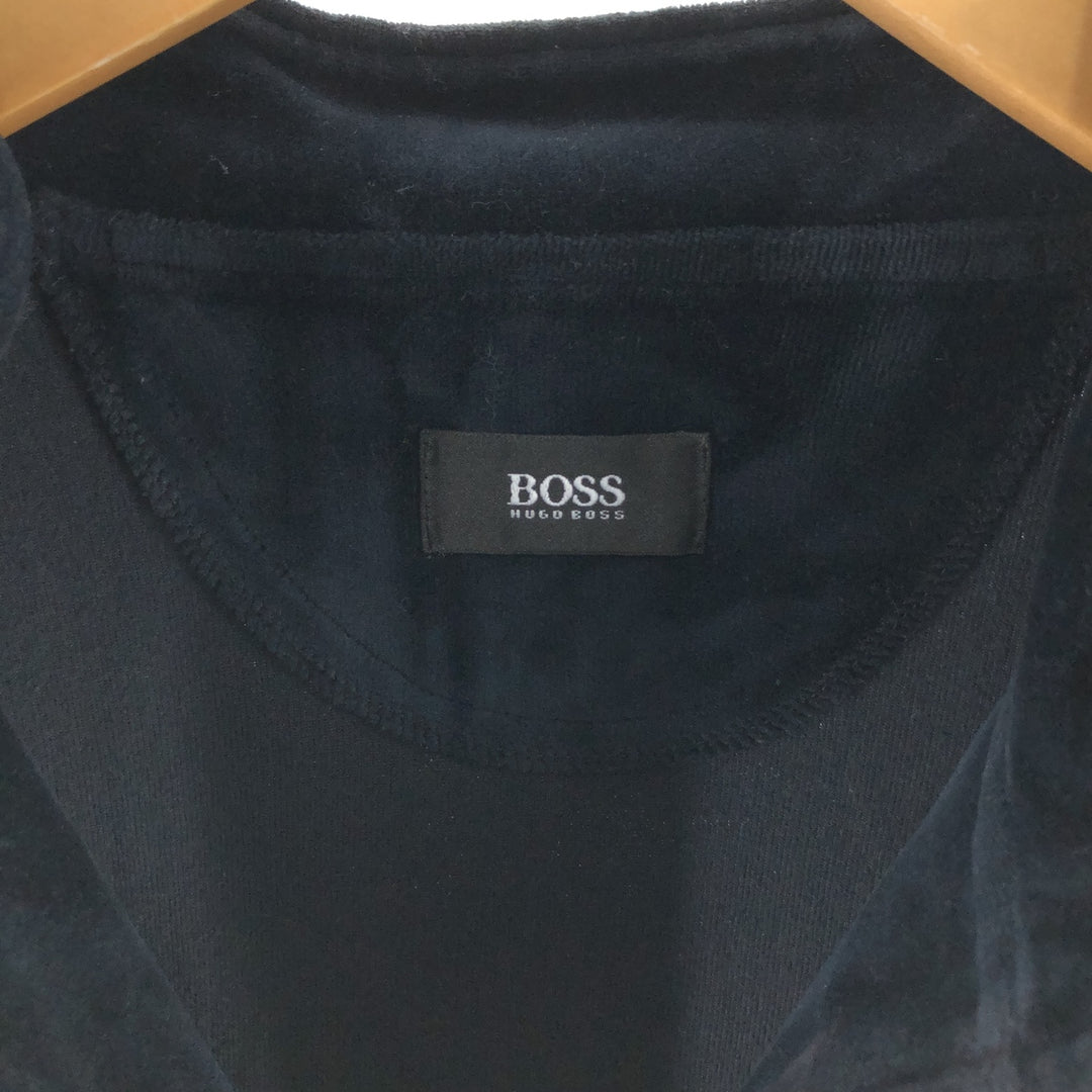 Hugo Boss Velour Jersey Track Jacket, Men's Size L cotton black type Vintage Second Hand