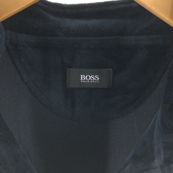 Hugo Boss Velour Jersey Track Jacket, Men's Size L cotton black type Vintage Second Hand