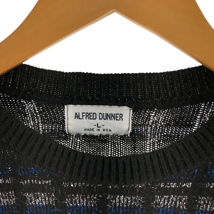 ALFRED DUNNER Multi-border Ribbed Lame Knit Sweater Made in USA Women's L size /eaa509713