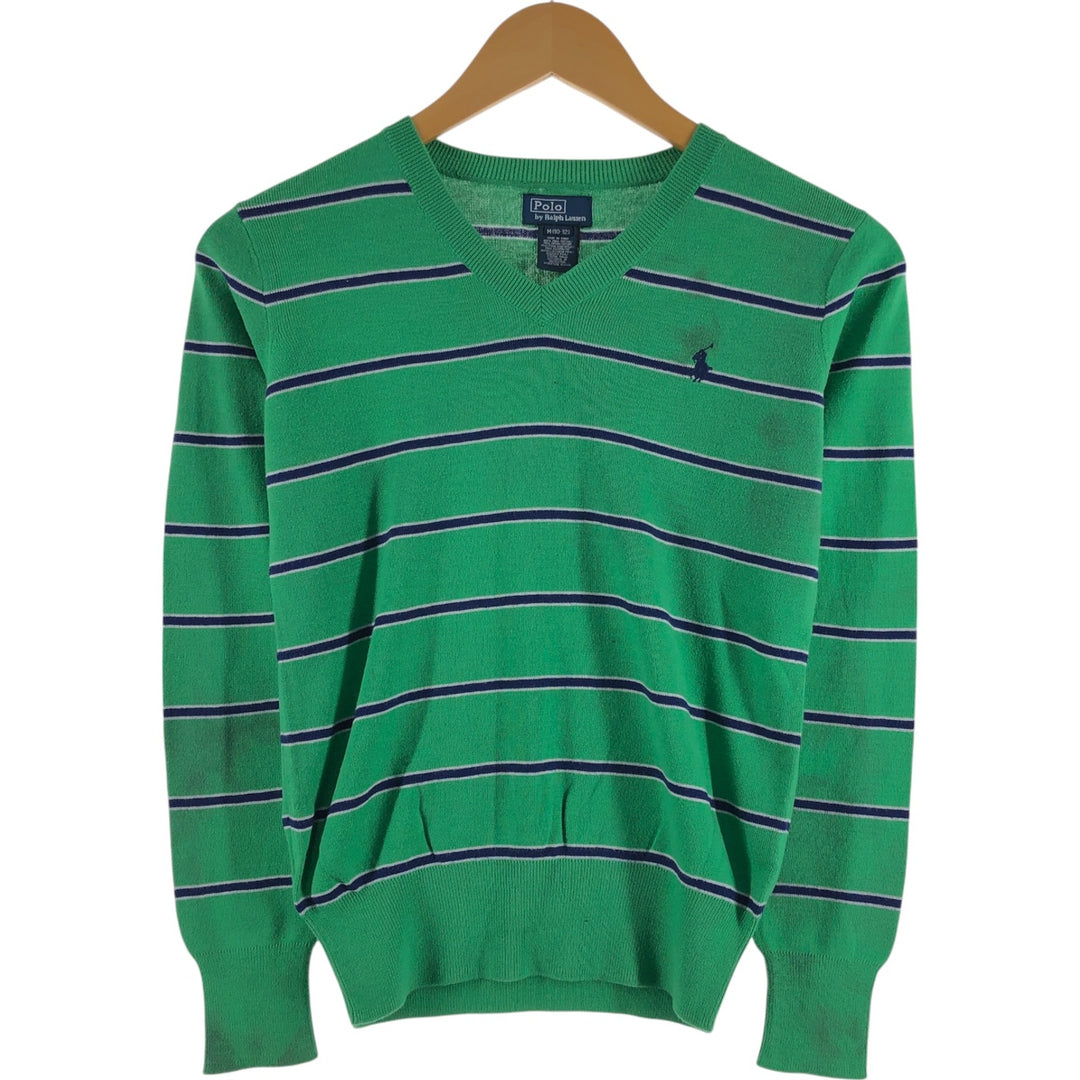 Ralph Lauren POLO by Ralph Lauren Striped Pattern V-neck Pima Cotton Knit Sweater Women's M size / eaa509716