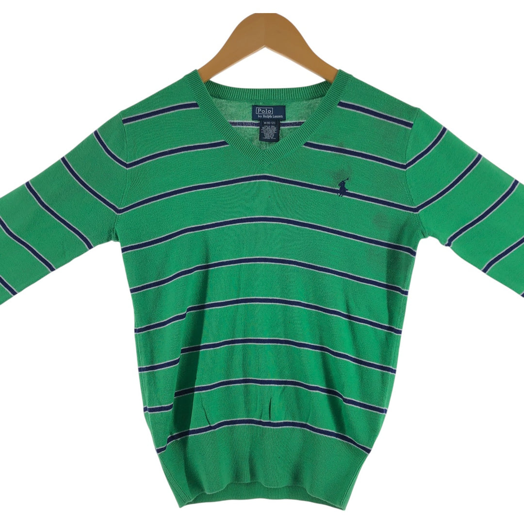 Ralph Lauren POLO by Ralph Lauren Striped Pattern V-neck Pima Cotton Knit Sweater Women's M size / eaa509716