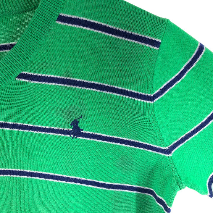 Ralph Lauren POLO by Ralph Lauren Striped Pattern V-neck Pima Cotton Knit Sweater Women's M size / eaa509716