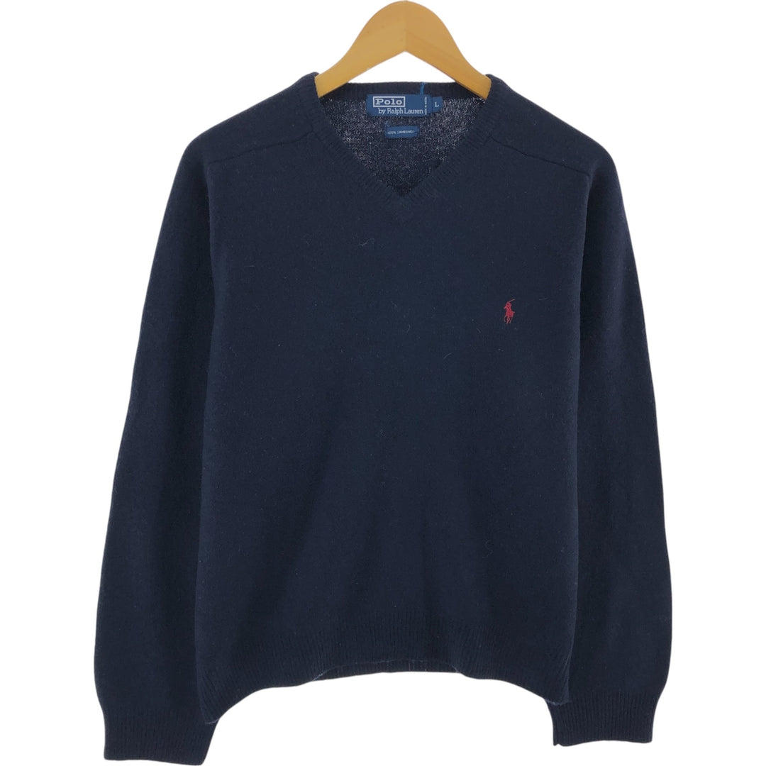 Ralph Lauren POLO by Ralph Lauren V-neck lambswool knit sweater, men's size L / eaa510007