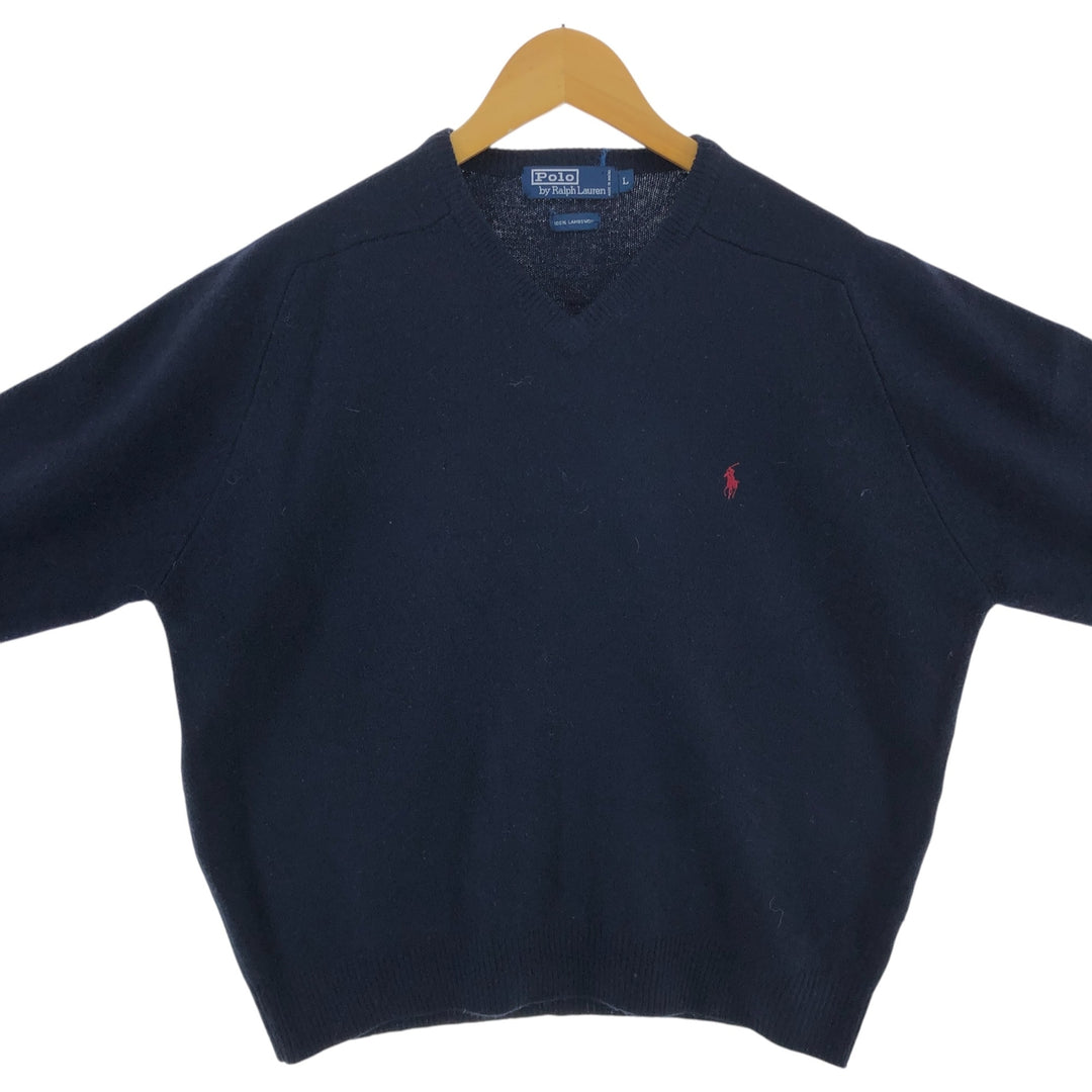 Ralph Lauren POLO by Ralph Lauren V-neck lambswool knit sweater, men's size L / eaa510007