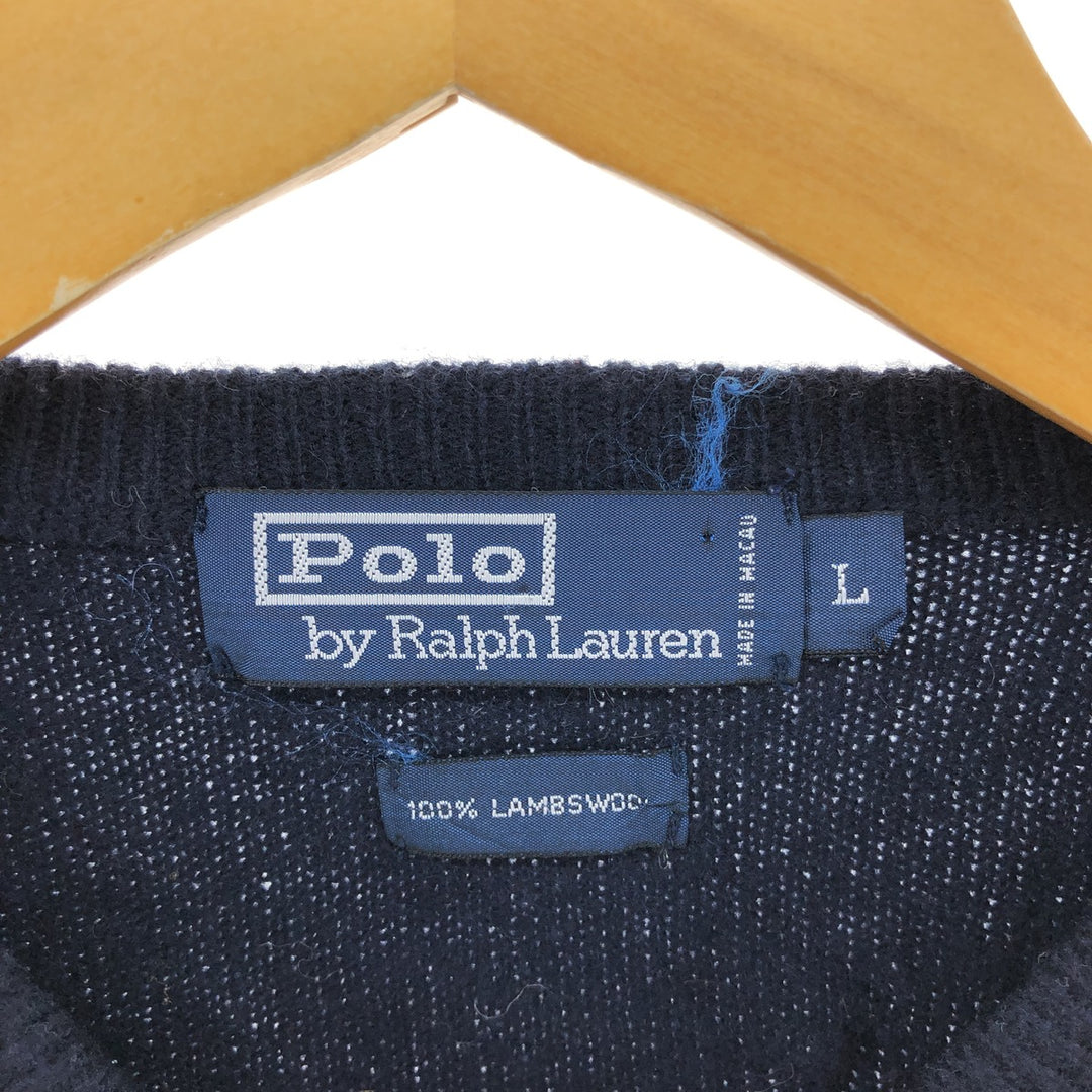 Ralph Lauren POLO by Ralph Lauren V-neck lambswool knit sweater, men's size L / eaa510007