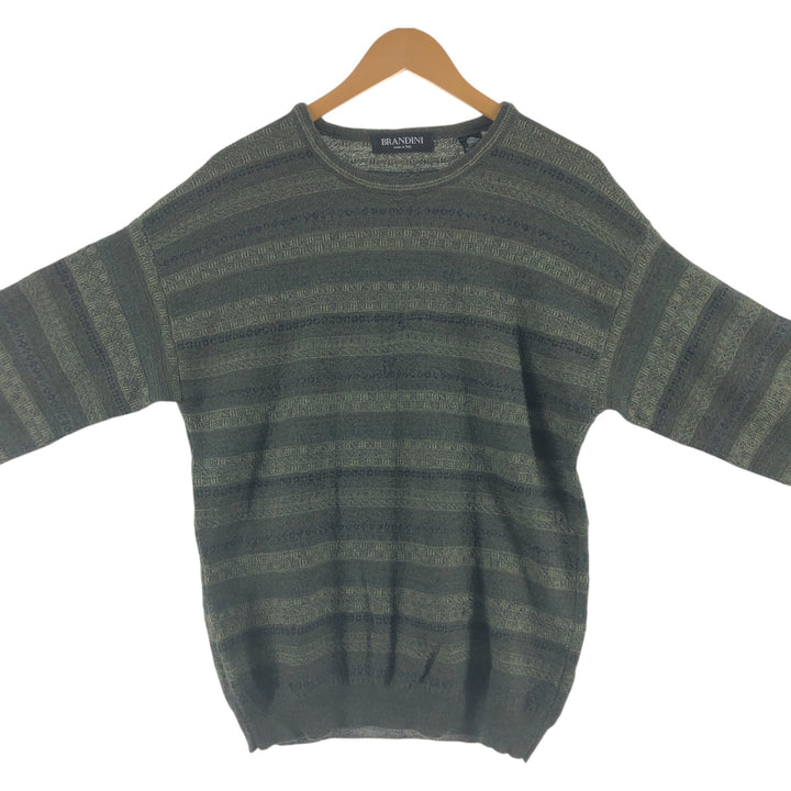 BRANDINI Multi-border Merino wool knit sweater Made in Italy Men's M size /eaa510019