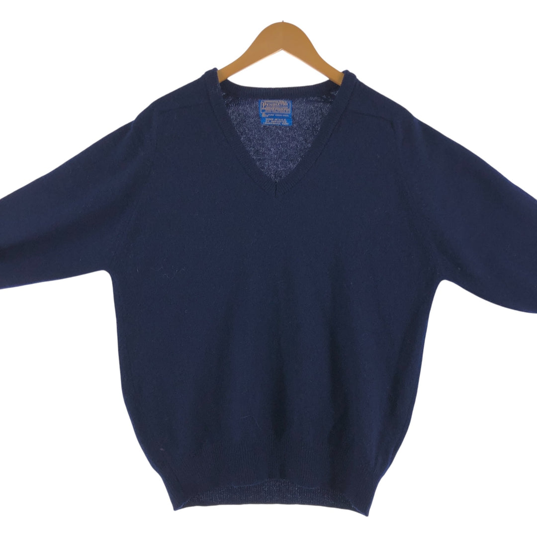 70'S Pendleton V-neck wool knit sweater made in USA, men's size L, vintage /eaa510033