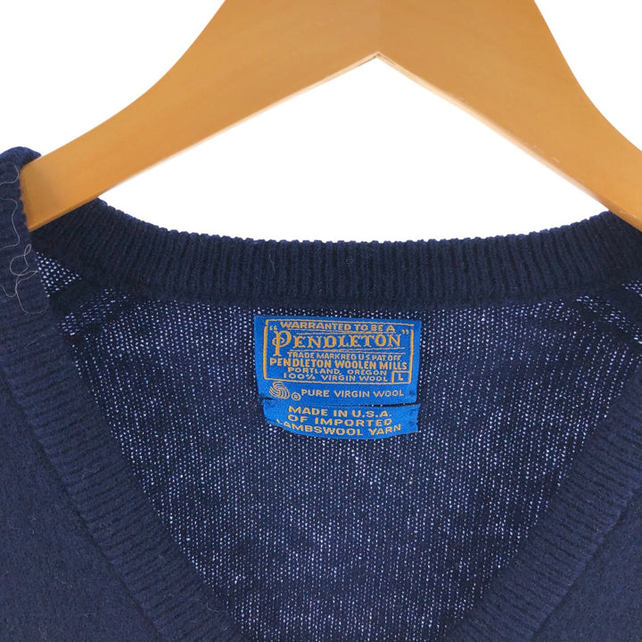70'S Pendleton V-neck wool knit sweater made in USA, men's size L, vintage /eaa510033