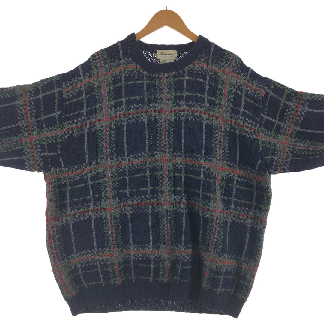 00'S Eddie Bauer Check Pattern Wool Knit Sweater Men's XL / eaa510045