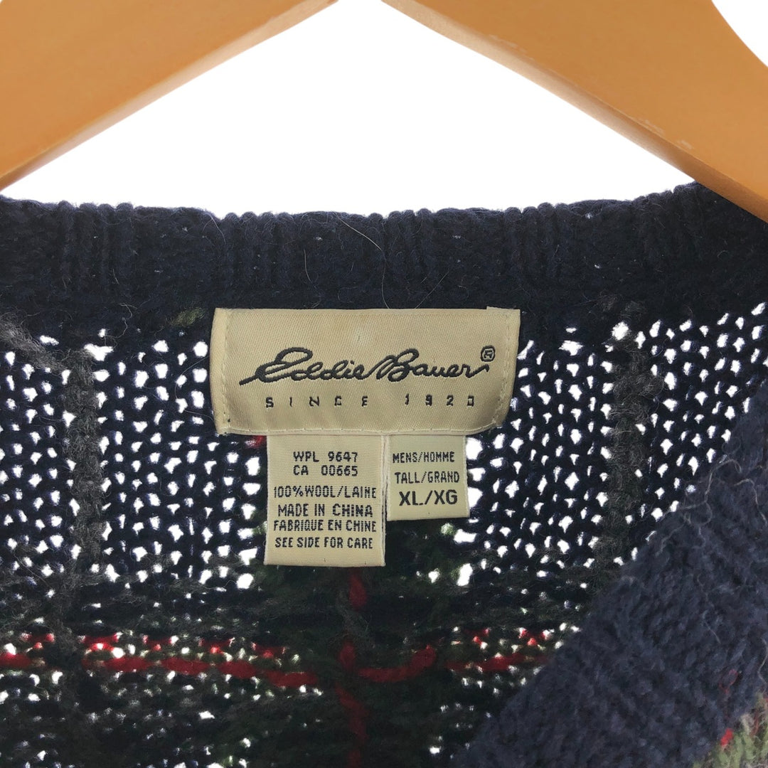 00'S Eddie Bauer Check Pattern Wool Knit Sweater Men's XL / eaa510045