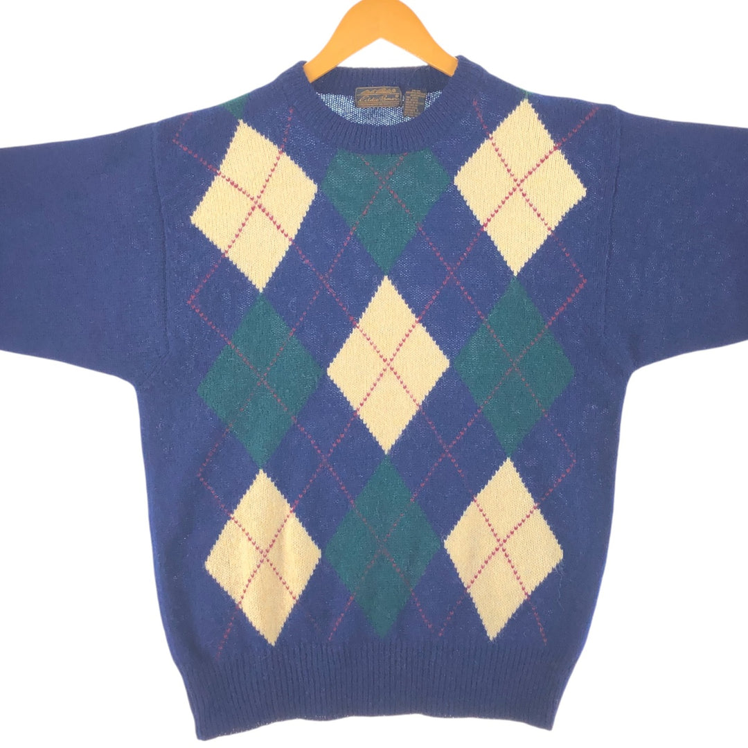 80s-90'S Eddie Bauer Black Tag Argyle Pattern Wool Knit Sweater Men's M Size Vintage / eaa510047