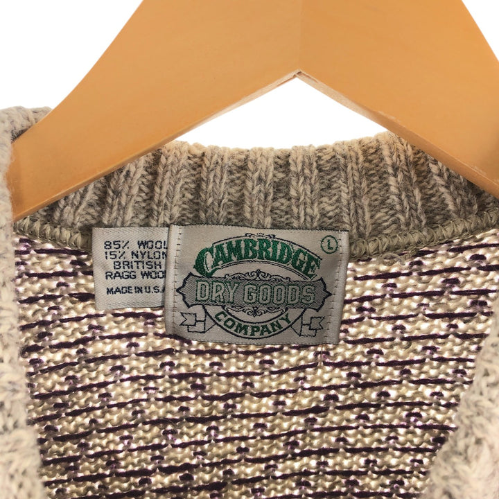 90'S Cambridge Dry Goods Company Birdseye Pattern Wool Knit Sweater Made in USA Men's Size L Vintage /eaa510049