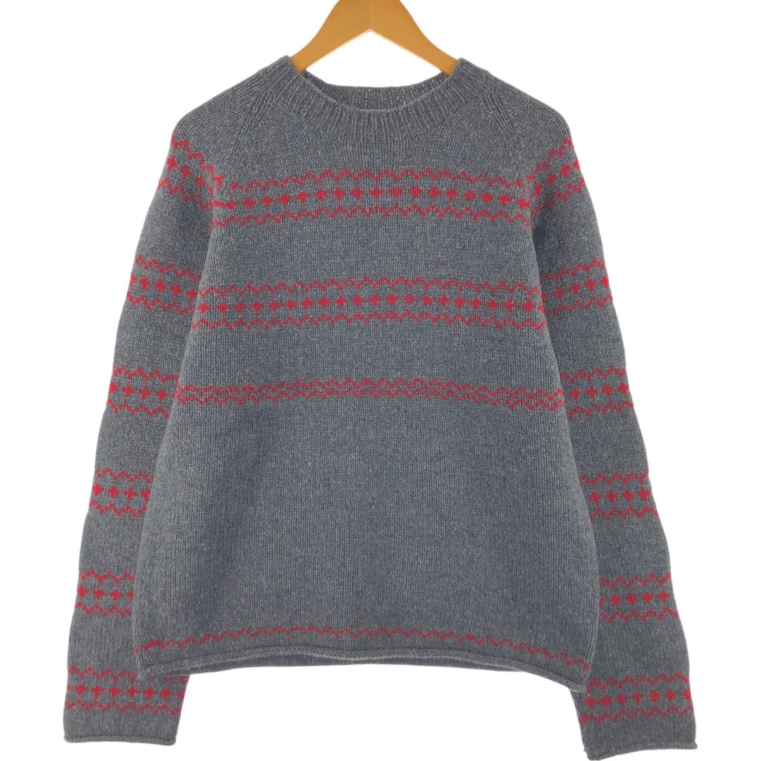 J.Crew HAND KNIT Hand-knitted Border Pattern Wool Knit Sweater Men's Size L /eaa510050