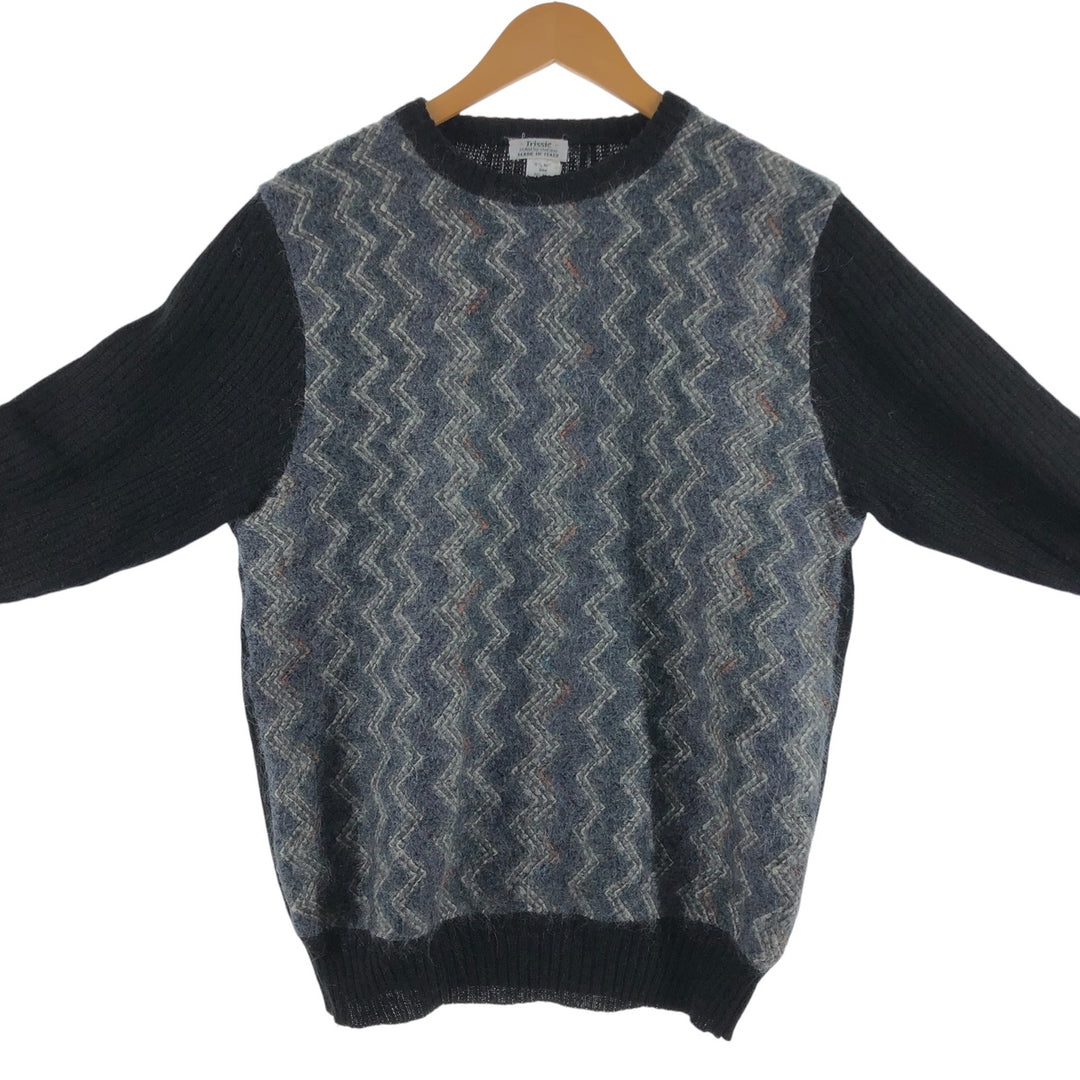 TRISSIE STYLED BY STEFANO All-over print mohair blend wool knit sweater Made in Italy Men's size L Mohair blend /eaa510073