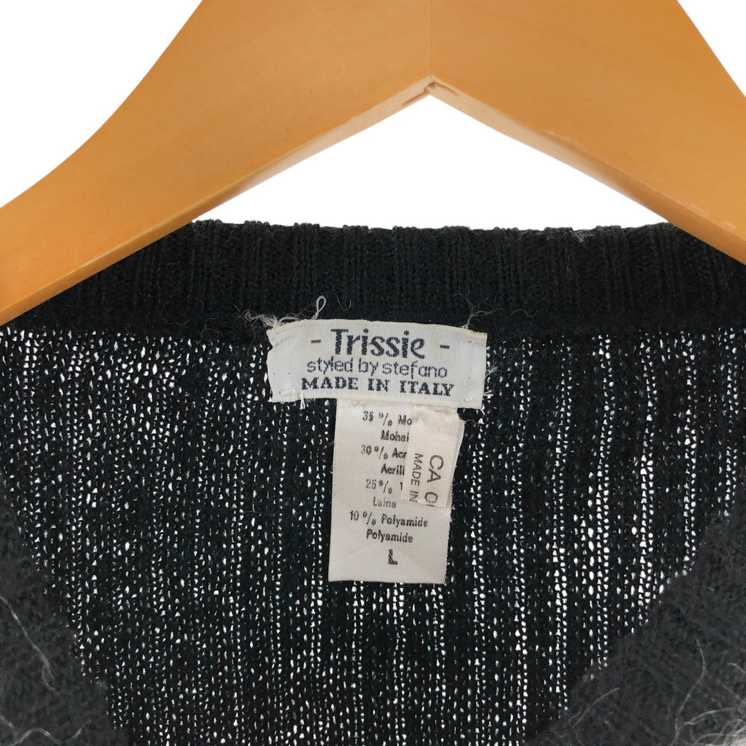 TRISSIE STYLED BY STEFANO All-over print mohair blend wool knit sweater Made in Italy Men's size L Mohair blend /eaa510073