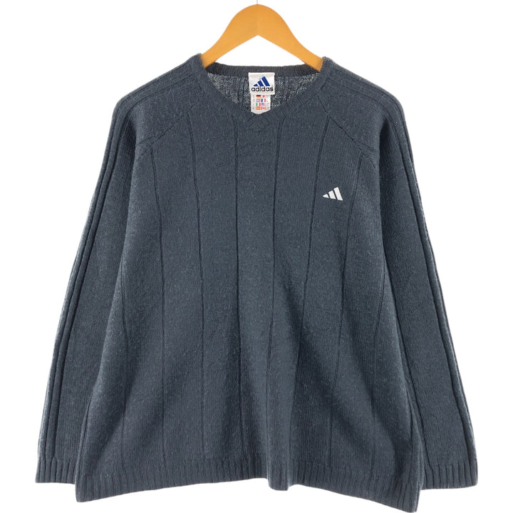 90s~00'S Adidas Ribbed V-neck Wool x Acrylic Knit Sweater Men's M Size Vintage / eaa510092