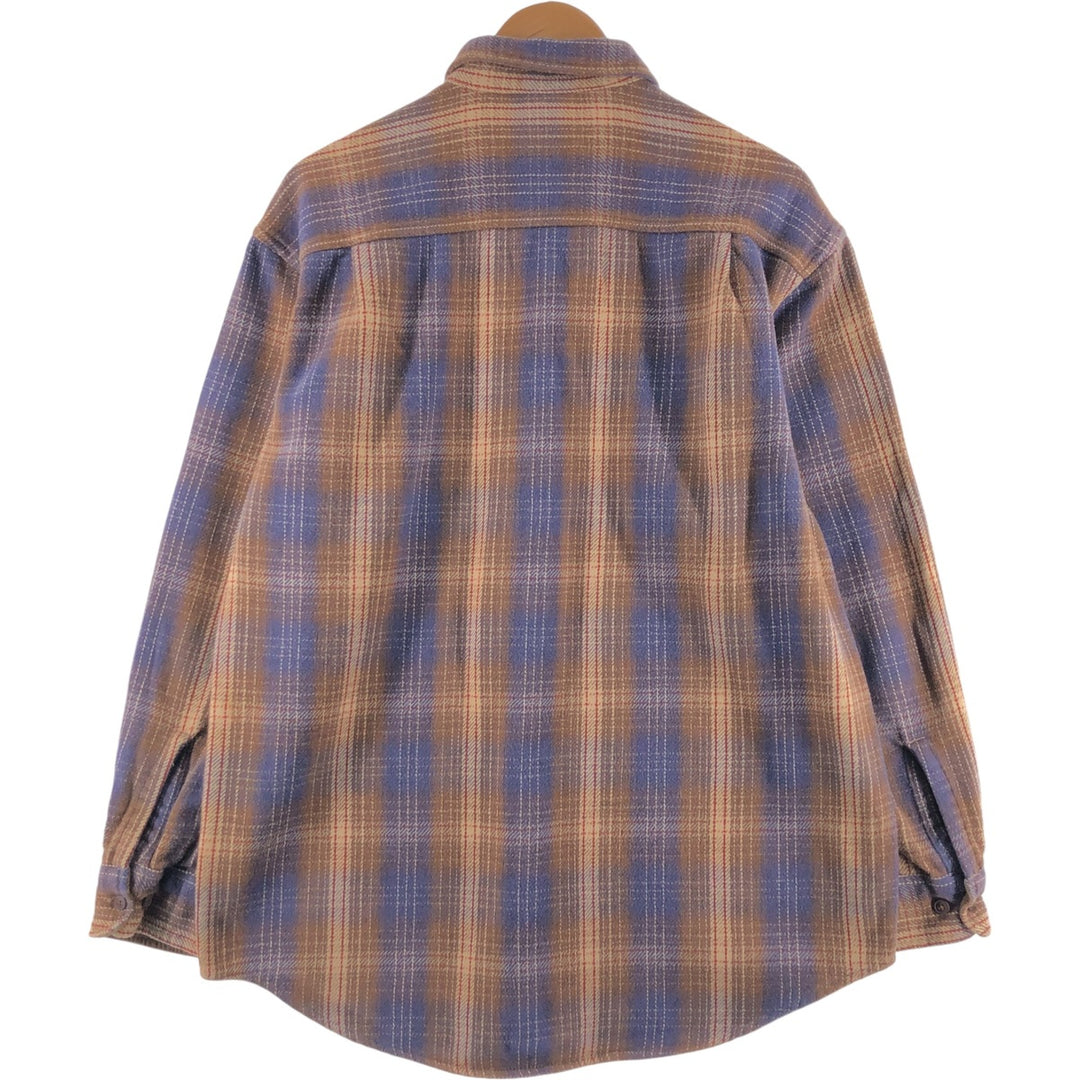 90s~00'S ST JOHN'S BAY ombre check long sleeve heavy flannel check shirt men's size L /eaa510132