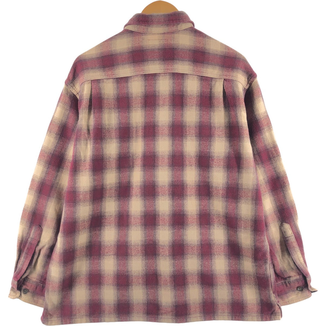 Ombre check long sleeve heavy flannel check shirt, men's size L / eaa510134