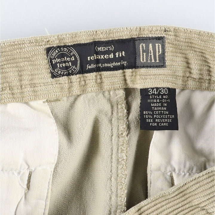 90'S GAP RELAXED FIT Old GAP Wide Ribbed Two-pleat Corduroy Pants Men's W36 Vintage /eaa510174